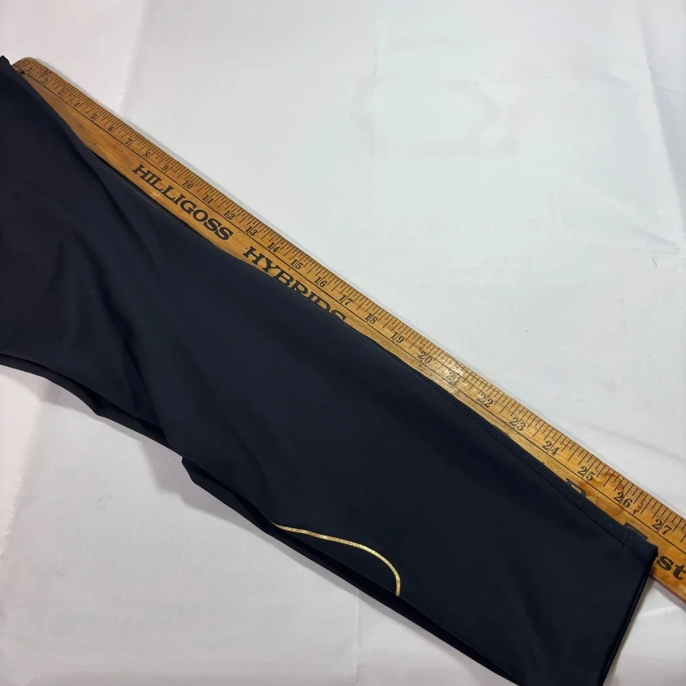 Nike Women Tight Dri-FIT Full Legging Mid‎ Rise Black Gold Swoosh DM1608 Size L